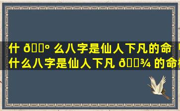 什 🐺 么八字是仙人下凡的命「什么八字是仙人下凡 🌾 的命格」